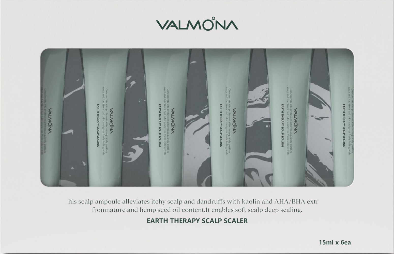 [VALMONA] НАБОР Сыворотка для кожи головы ОЧИЩАЮЩАЯ Earth Therapy Scalp Scaler, 6 шт * 15 мл