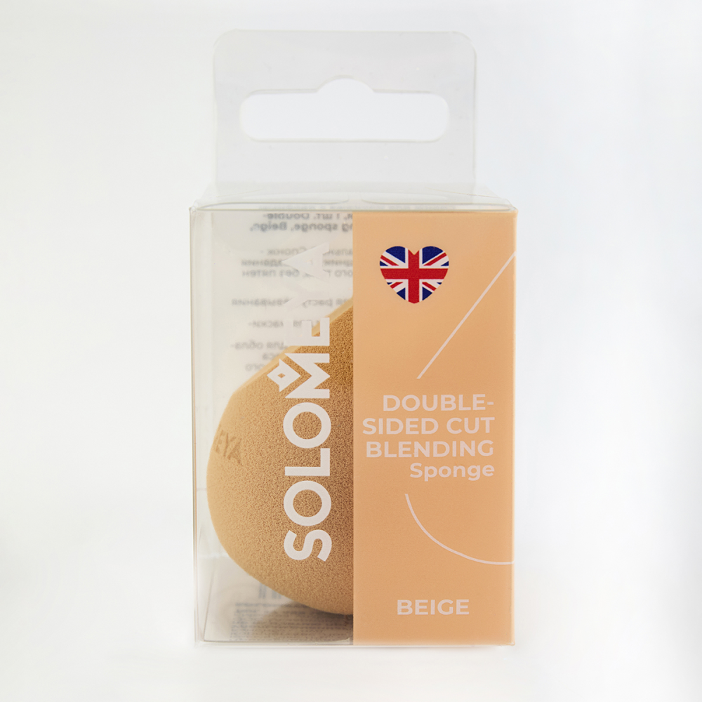 [SOLOMEYA] Спонж для макияжа с двойным срезом БЕЖЕВЫЙ Double-Sided Cut Blending Sponge Beige, 1 шт