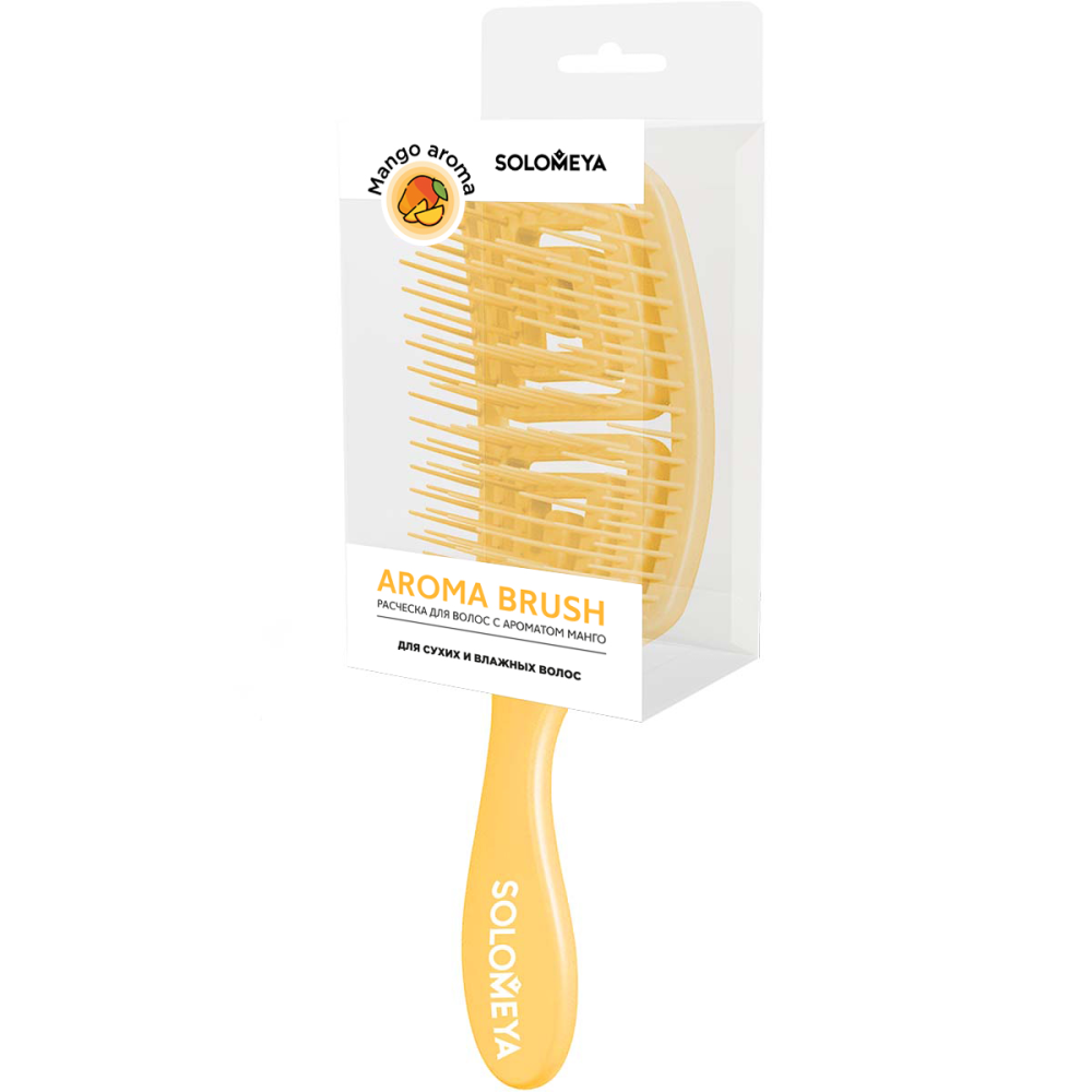 [SOLOMEYA] Расческа для сухих и влажных волос АРОМАТ МАНГО Solomeya Wet Detangler Brush Rectangular Mango, 1 шт.