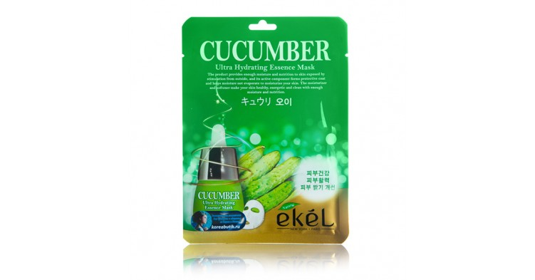 [EKEL] Маска для лица тканевая ОГУРЕЦ Cucumber Ultra Hydrating Essence Mask, 25 мл