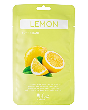 [YU.R] Маска для лица тканевая ЭКСТРАКТ ЛИМОНА Me Lemon Sheet Mask, 1 шт