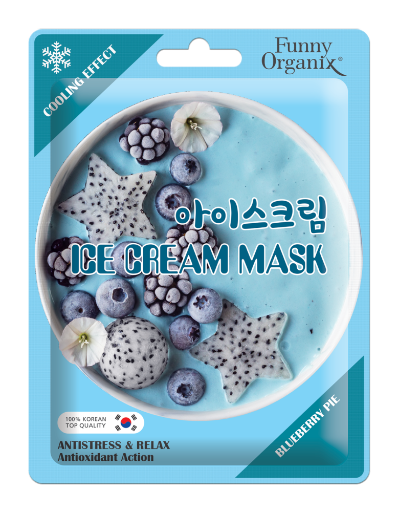 [FUNNY ORGANIX] Маска-мороженое для лица охлаждающая ПРОХЛАДНЫЙ РЕЛАКС Blueberry Pie Ice Cream Mask, 22 г