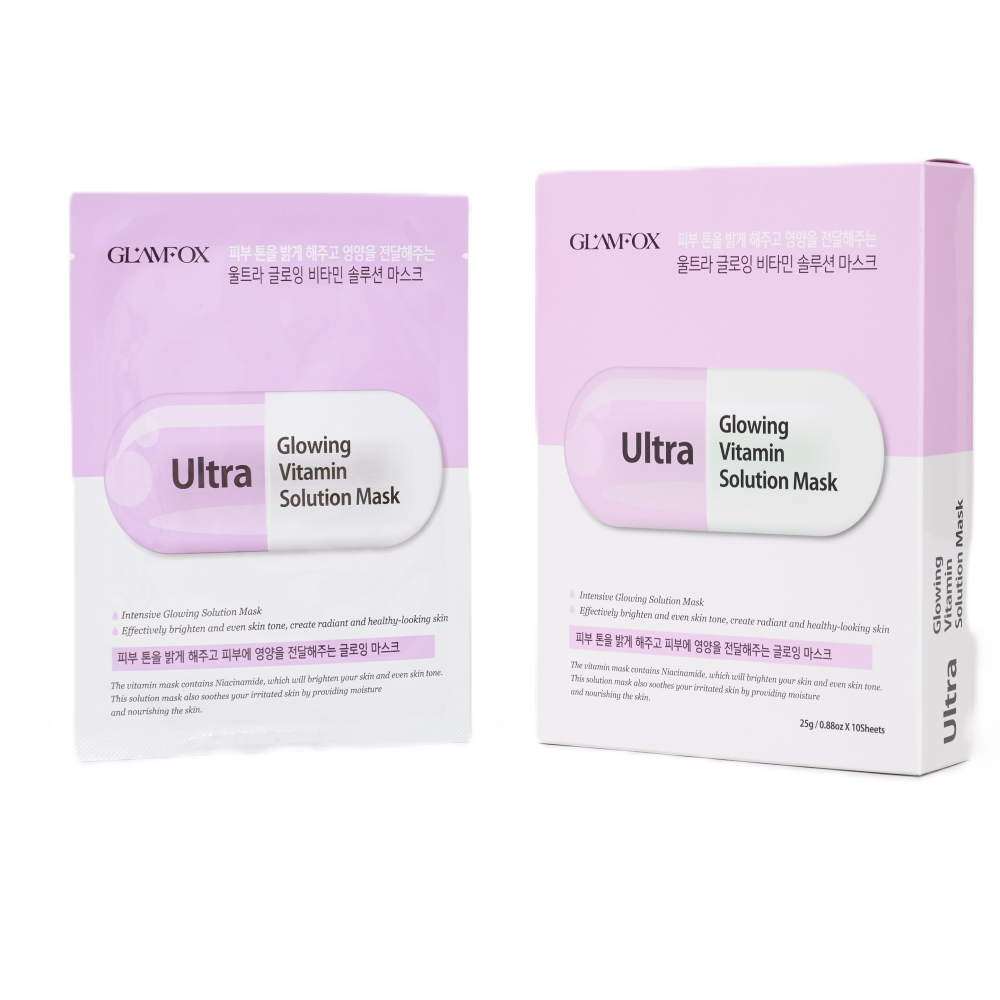 [GLAMFOX] НАБОР Маска тканевая для лица придающая сияние ВИТАМИННАЯ Ultra Glowing Vitamin Solution Mask, 10 шт