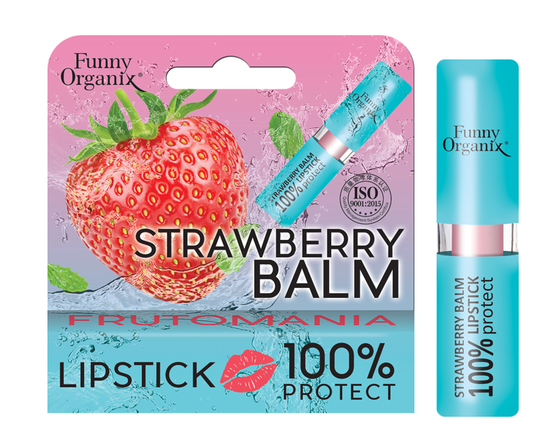 [FUNNY ORGANIX] Бальзам для губ STRAWBERRY 100% Protect защитный, 3,5 г