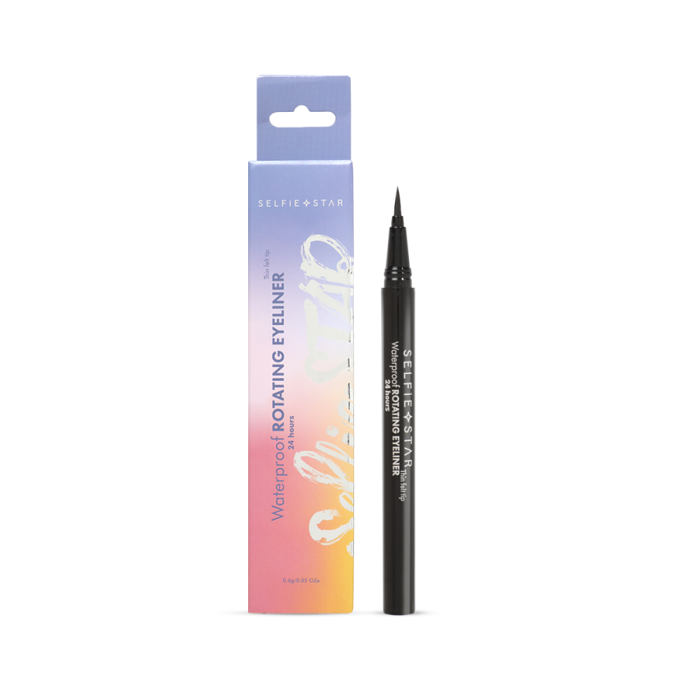 [SELFIE STAR] Подводка-фломастер для глаз водостойкая ЧЕРНАЯ Waterproof Rotating Eyeliner Black X02, 0,6 гр