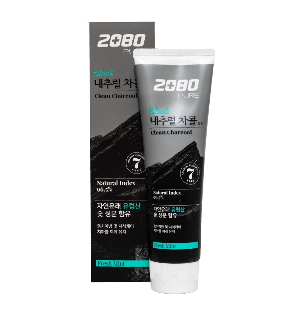 [DENTAL CLINIC 2080] Зубная паста УГОЛЬ И МЯТА Pure Black Clean Charcoal/Fresh Mint Toothpaste, 120 гр