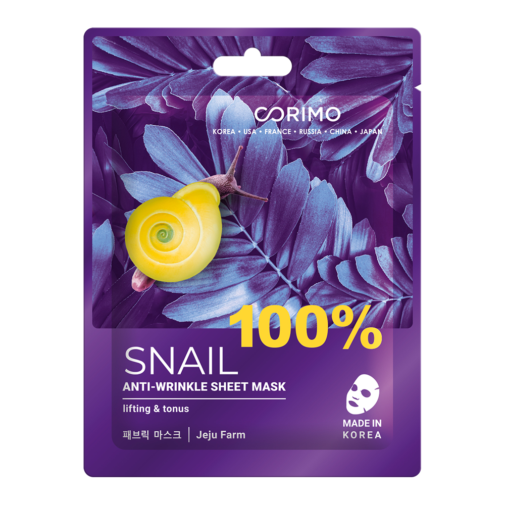 [CORIMO] Маска для лица тканевая МУЦИН УЛИТКИ антивозрастная 100% Snail, 22 г