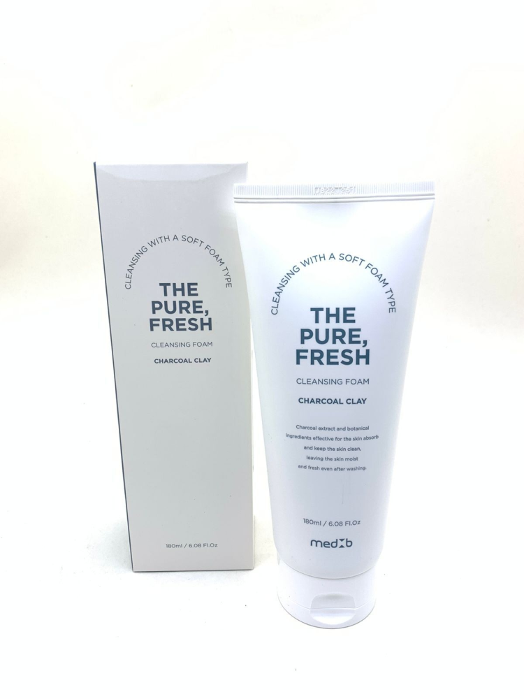 [MED B] Пенка для лица глиняная очищающая ДРЕВЕСНЫЙ УГОЛЬ The Pure Fresh Cleansing Foam Charcoal Clay, 180 мл