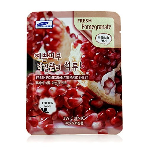 [3W CLINIC] Тканевая маска для лица ГРАНАТ Fresh Pomegranate Mask Sheet, 1 шт