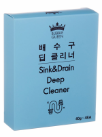 [BUBBLE QUEEN] Средство для очистки унитазов, раковин, душевых кабин и сливов, 40 г х 4 шт.                 Sink & Drain Deep Cleaner