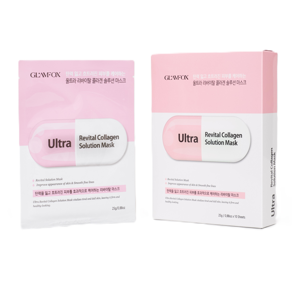 [GLAMFOX] Маска для лица тканевая ультравосстанавливающая КОЛЛАГЕН Ultra Revital Collagen Solution Mask, 25 мл