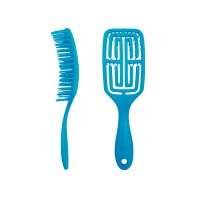 [COSMO STYLE] Расчёска массажная для бережного расчёсывания мокрых волос ПРЯМОУГОЛЬНАЯ ГОЛУБАЯ 20 х 5,5 см, 1 шт.
