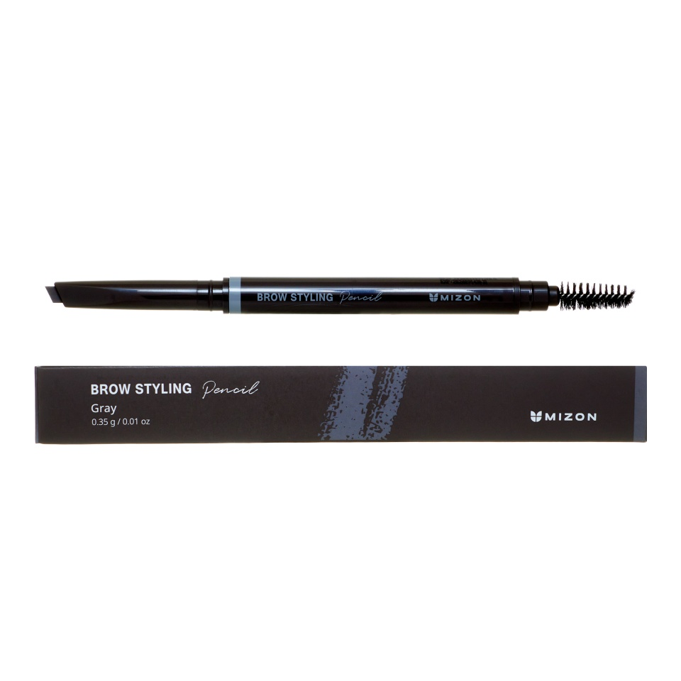 [MIZON] Автокарандаш для бровей СЕРЫЙ с щеточкой Brow Styling Pencil GRAY, 0,35 г