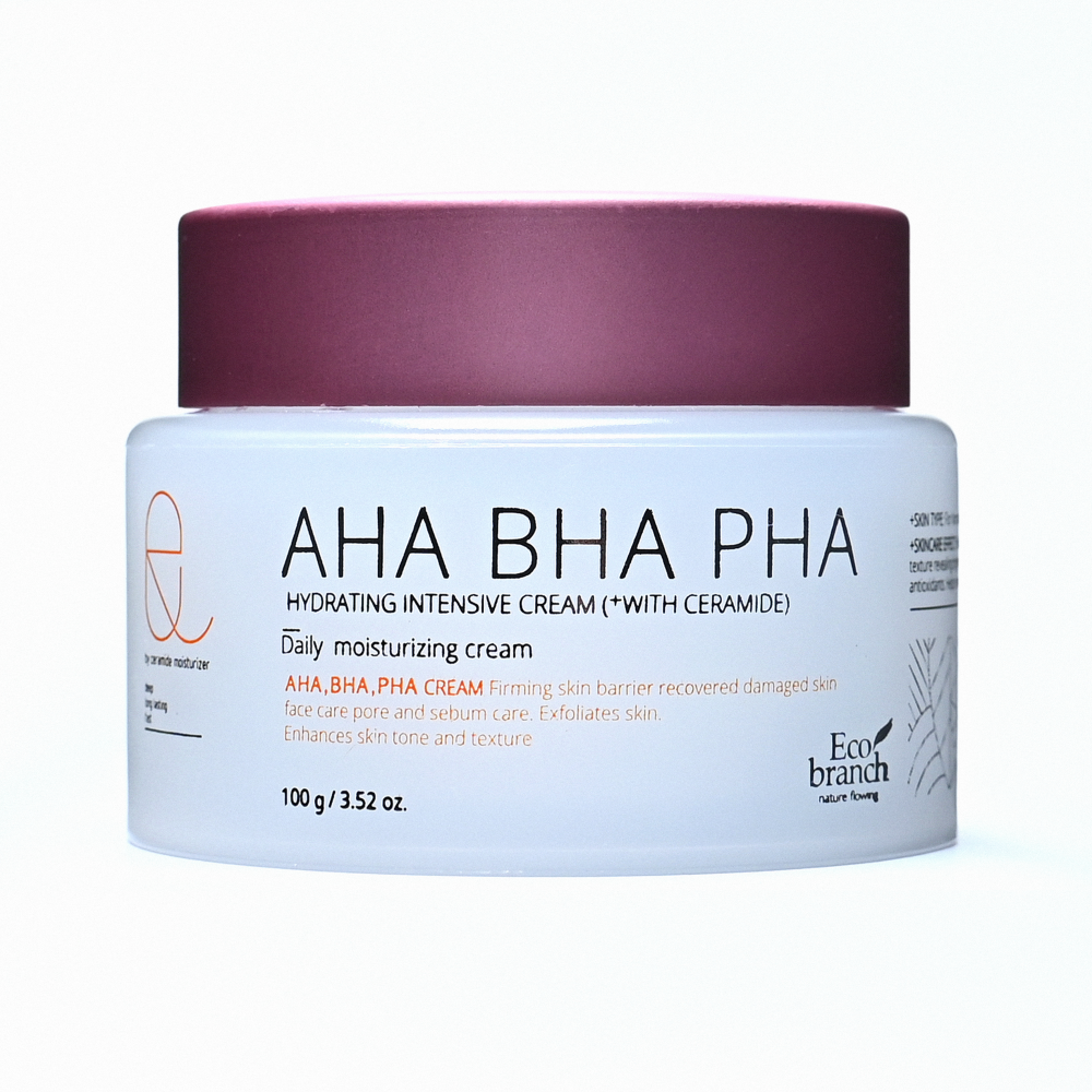 [ECO BRANCH] Крем для лица интенсивный КИСЛОТЫ увлажняющий Hydrating AHA BHA PHA Intensive Cream, 100 мл