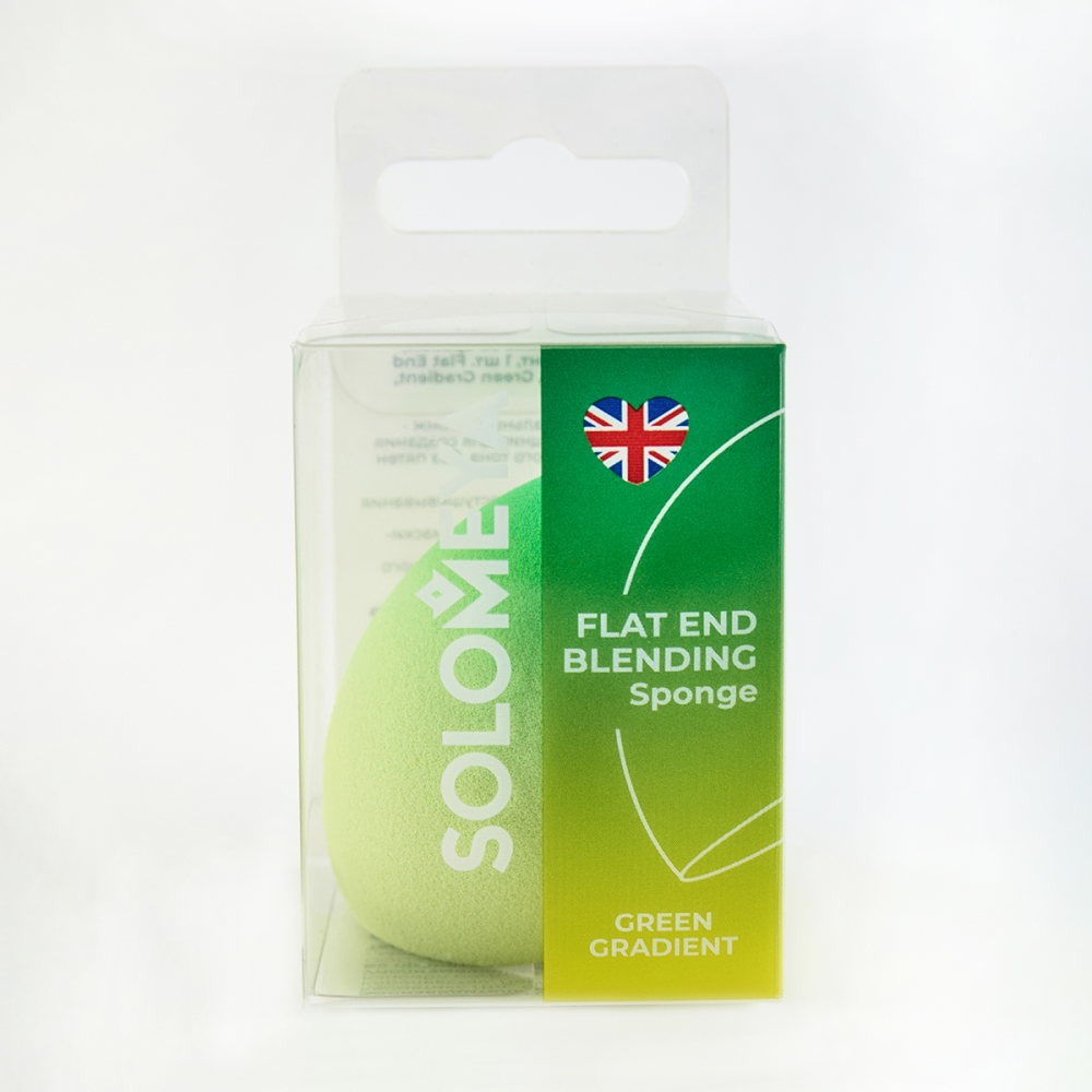 [SOLOMEYA] Спонж для макияжа со срезом ЗЕЛЕНЫЙ ГРАДИЕНТ Flat End Blending Sponge Green Gradient, 1 ш