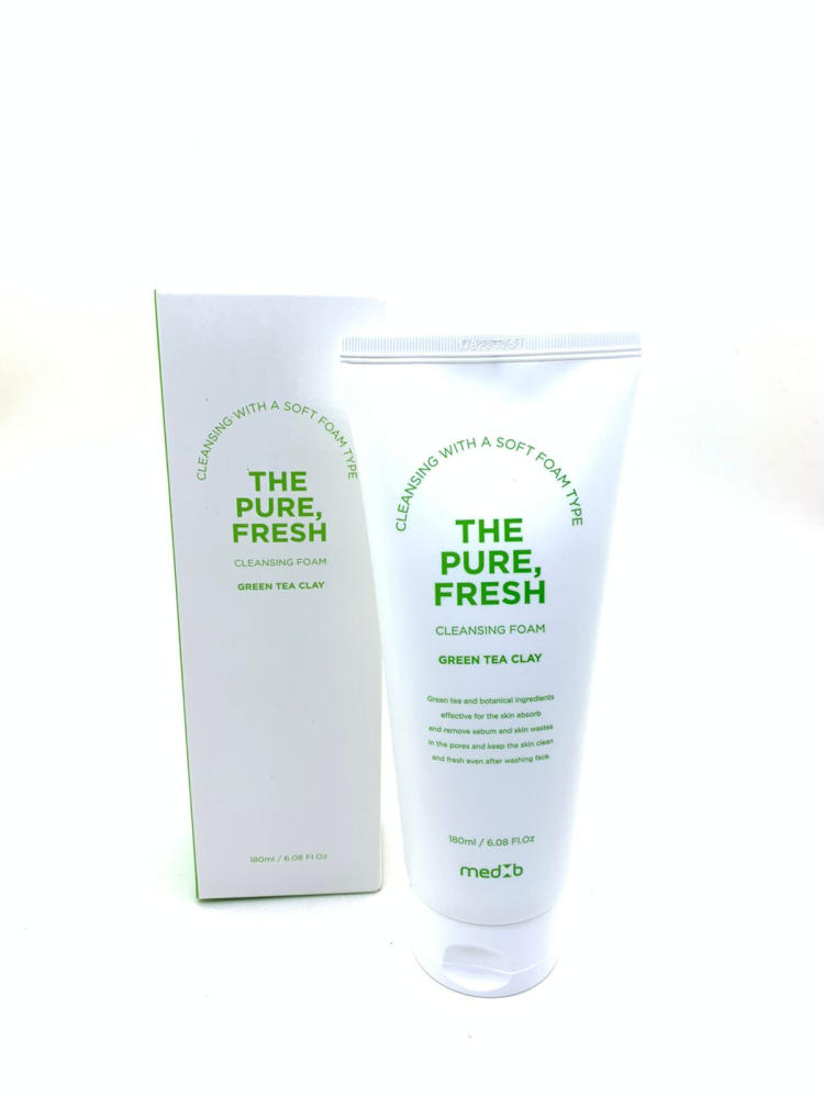 [MED B] Пенка для лица глиняная очищающая ЭКСТРАКТ ЗЕЛЕНОГО ЧАЯ The Pure Fresh Cleansing Foam Green Tea Clay, 180 мл