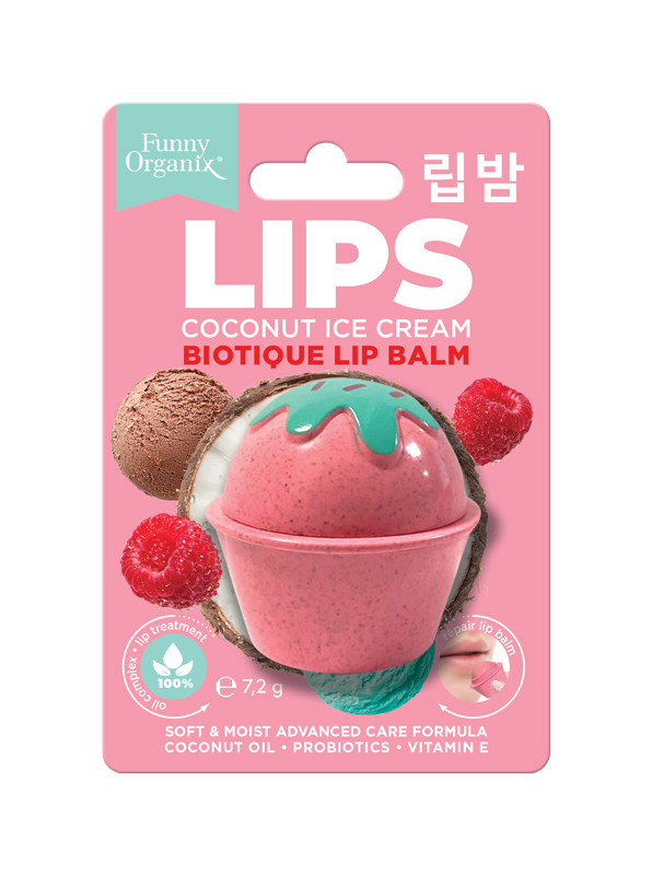 [FUNNY ORGANIX] Бальзам для губ увлажняющий COCONUT ICE CREAM Biotique Lip Balm, 7,2 г