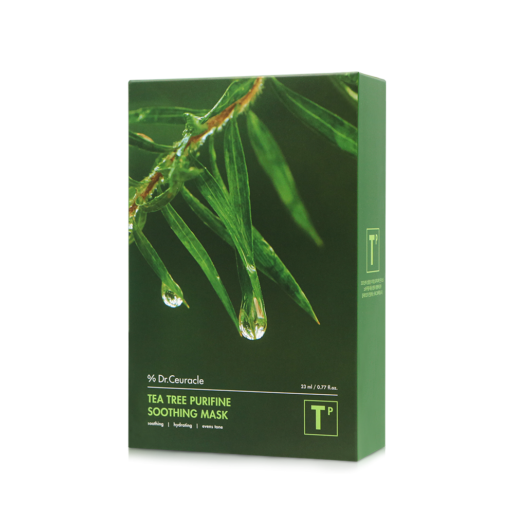 [DR. CEURACLE] НАБОР Маска для лица тканевая УСПОКАИВАЮЩАЯ Tea Tree Purifine, 10 шт. х 23 мл