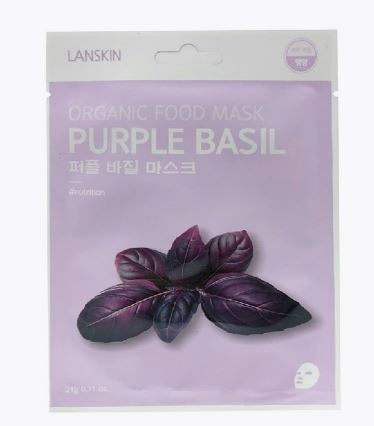 [LANSKIN] Маска для лица тканевая БАЗИЛИК Organic Food Mask Purple Basil, 21 гр