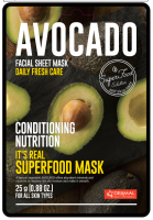 [DERMAL] Маска для лица тканевая АВОКАДО It's Real Superfood Mask AVOCADO, 25 мл