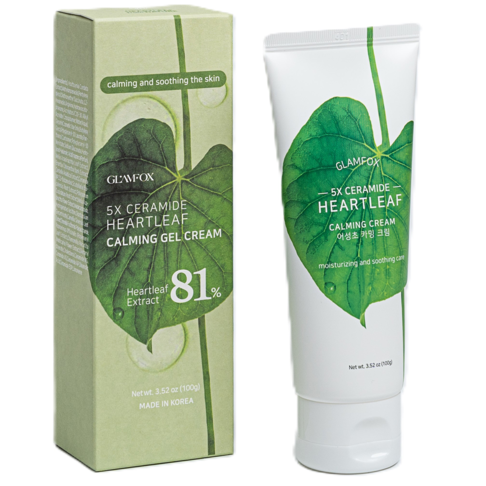 [GLAMFOX] Крем для лица успокаивающий КЕРАМИДЫ И ХАУТТЮНИЯ 5Х Ceramide Heartleaf Calming Cream, 100 мл