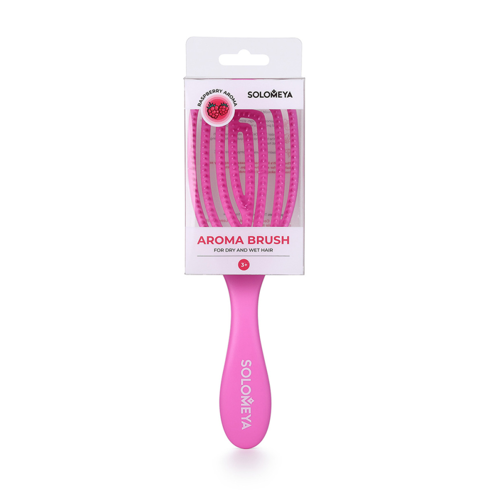 [SOLOMEYA] Расческа для сухих и влажных волос АРОМАТ МАЛИНЫ Wet Detangler Brush Oval Raspberry, 1 шт