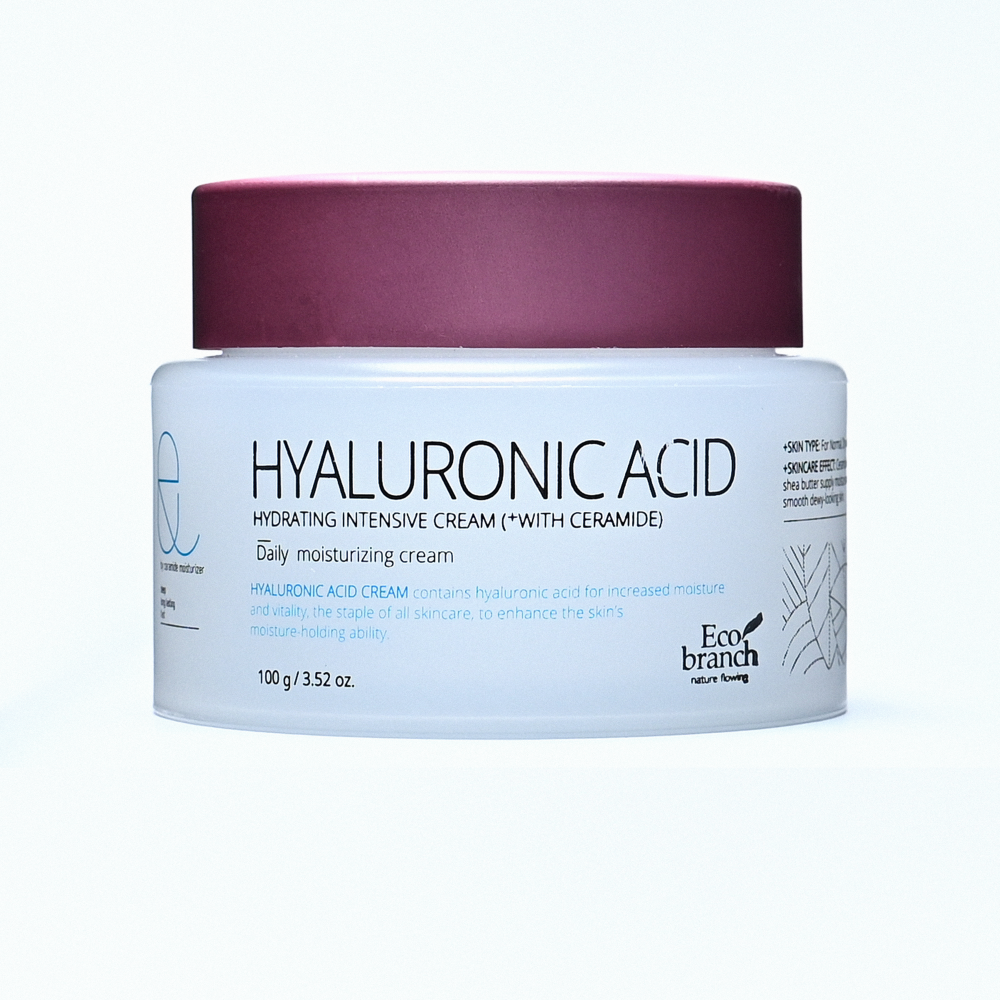 [ECO BRANCH] Крем для лица интенсивный ГИАЛУРОНОВАЯ КИСЛОТА увлажняющий Hydrating Intensive Hyaluronic Acid Cream, 100 мл