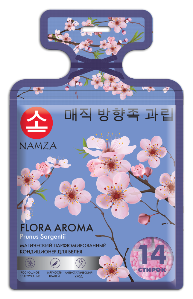 [NAMZA] Кондиционер для белья в капсулах САКУРА Flora Aroma Prunus Sargentii, 14 шт