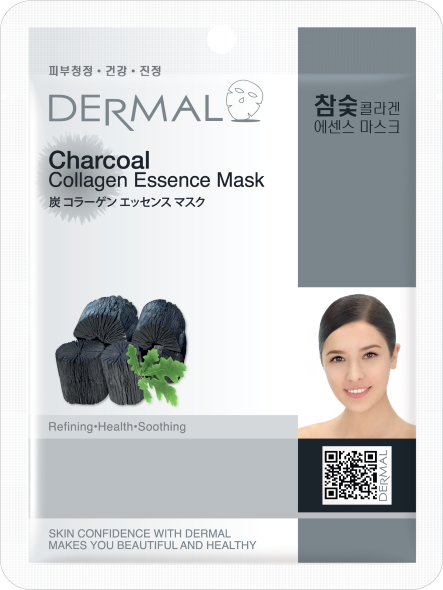 [DERMAL] Маска для лица тканевая КОЛЛАГЕН и ДРЕВЕСНЫЙ УГЛОЛЬ Charcoal Collagen Essence Mask Soothing, 23 мл