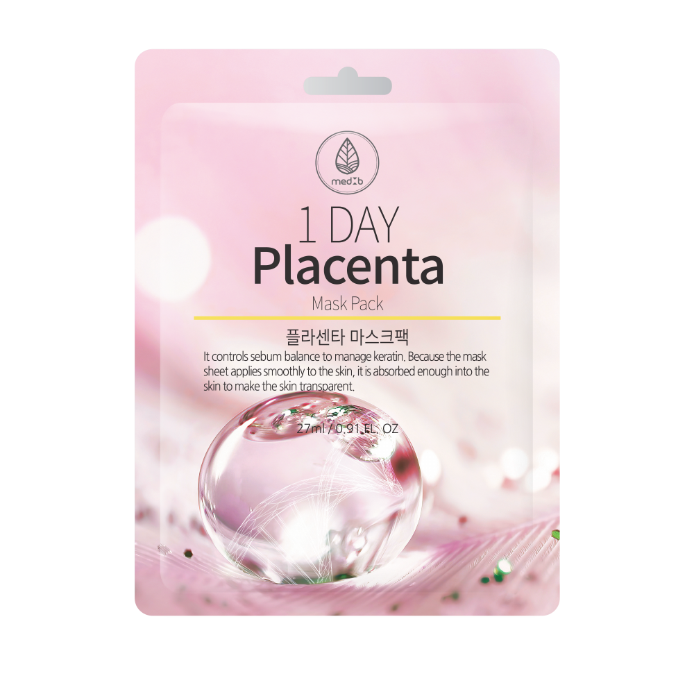 [MED B] НАБОР Маска для лица тканевая ПЛАЦЕНТА 1-Day Placenta Mask Pack, 27 г х 10 шт.