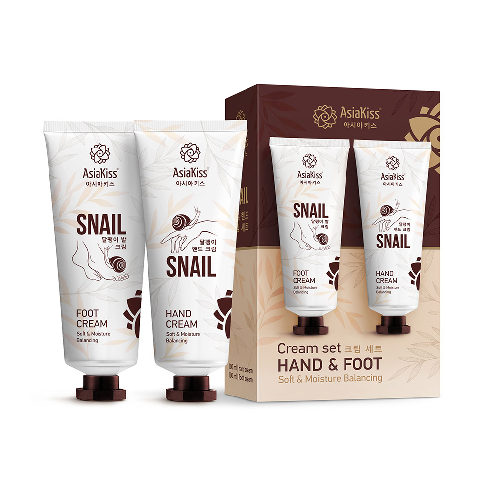 [ASIAKISS] Набор крем для рук и ног МУЦИН УЛИТКИ Набор Snail Cream Set Hand & Foot, 100 мл * 2