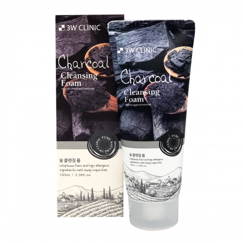 [3W CLINIC] Пенка для умывания УГОЛЬ Charcoal Cleansing Foam, 100 мл