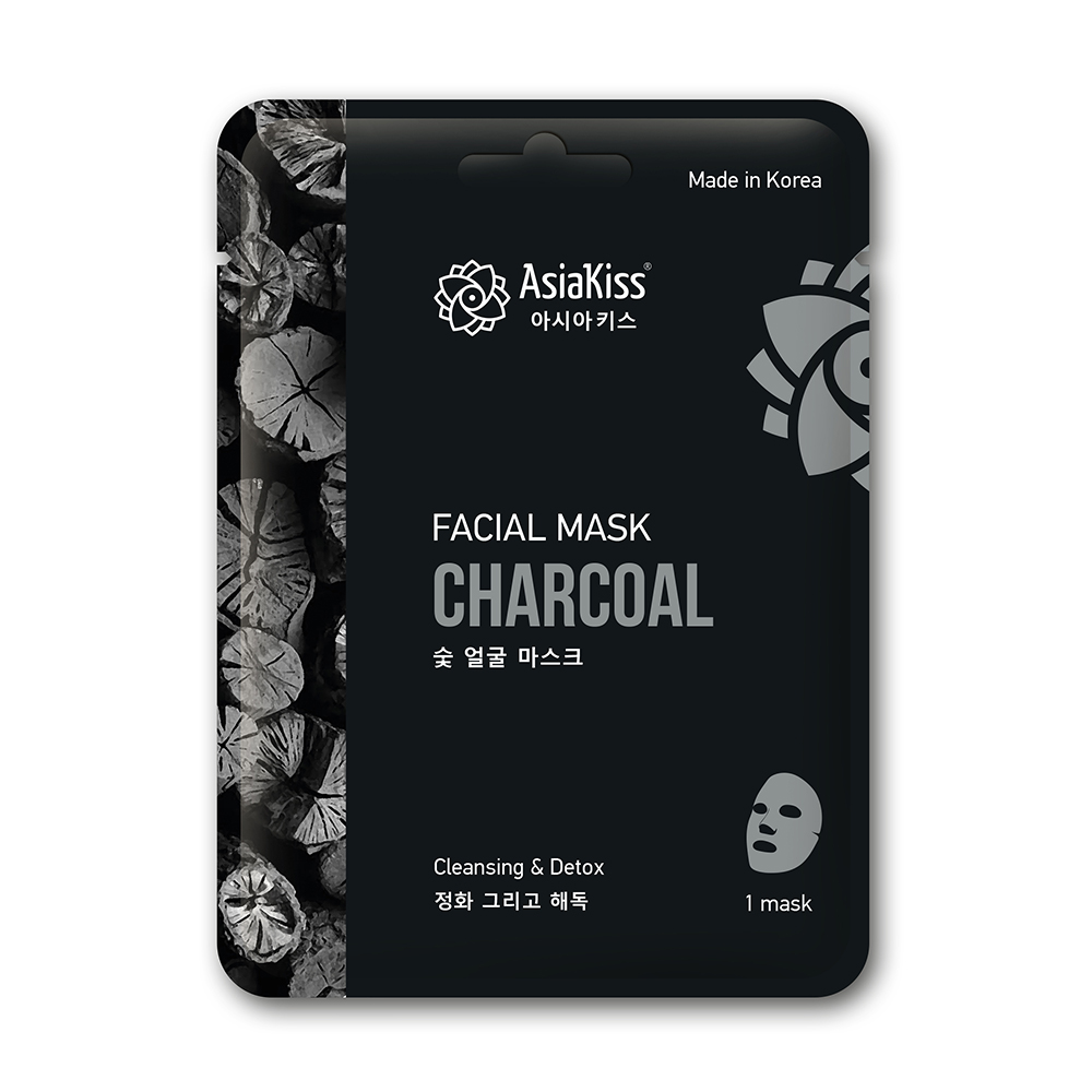 [ASIAKISS] Маска для лица тканевая ДРЕВЕСНЫЙ УГОЛЬ Black Charcoal Essence Facial Mask, 25 г