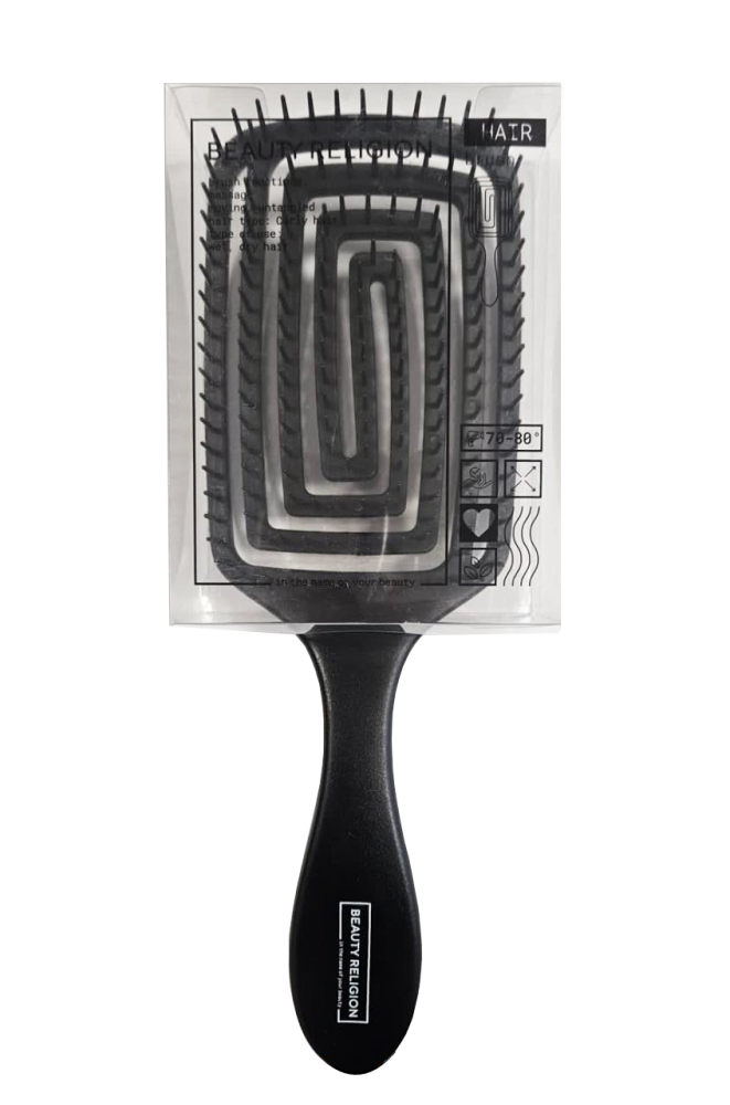 [BEAUTY RELIGION] Расческа для волос массажная/распутывающая ЧЁРНАЯ Massage Brush Black, 1 шт