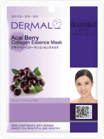 [DERMAL] Маска для лица тканевая КОЛЛАГЕН и ЯГОДЫ АСАИ Acai Berry Collagen Essence Mask Wrinkle-care, 23 мл