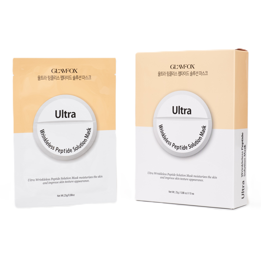 [GLAMFOX] НАБОР Маска тканевая для лица подтягивающая ПЕПТИДЫ Ultra Wrinkless Peptide Solution Mask, 10 шт*25