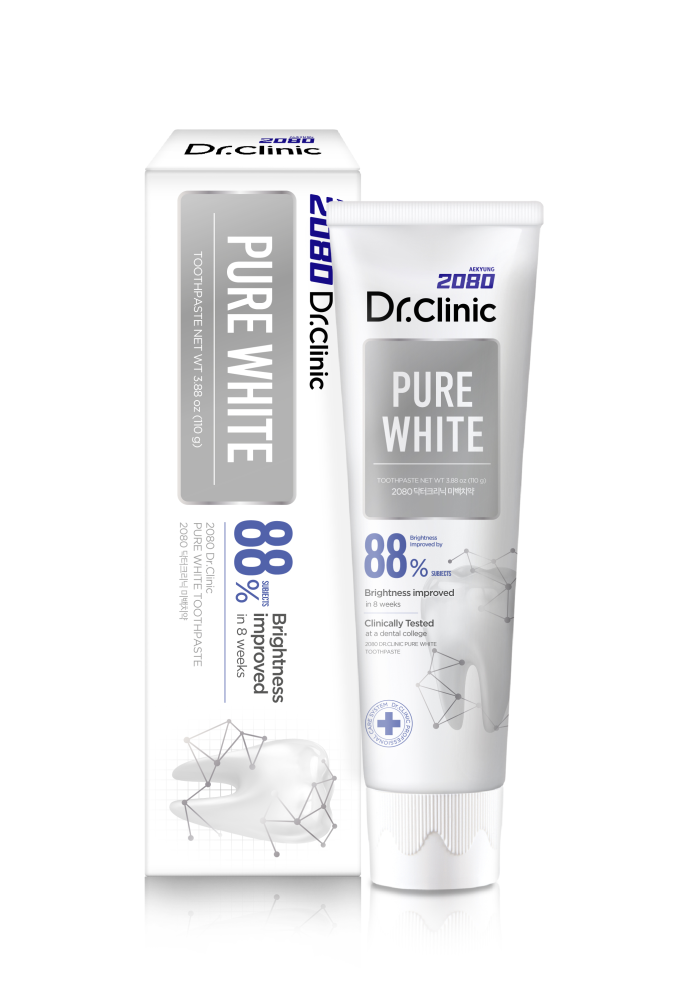 [2080 DR.CLINIC] Зубная паста НАТУРАЛЬНОЕ ОТБЕЛИВАНИЕ Pure White, 110 г