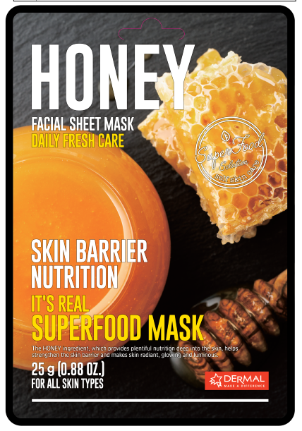 [DERMAL] Маска для лица тканевая МЕД It's Real Superfood Mask HONEY, 25 мл