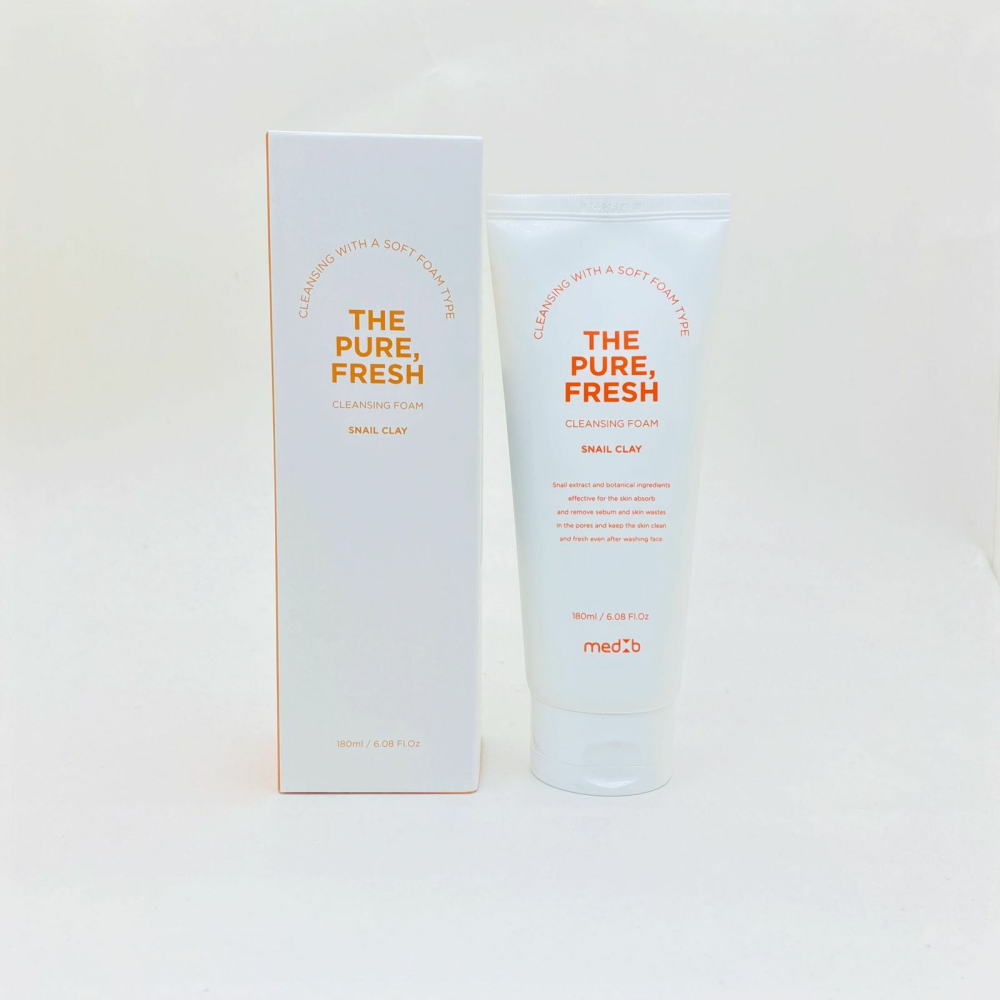 [MED B] Пенка для лица глиняная очищающая МУЦИН УЛИТКИ The Pure Fresh Cleansing Foam Snail Clay, 180 мл