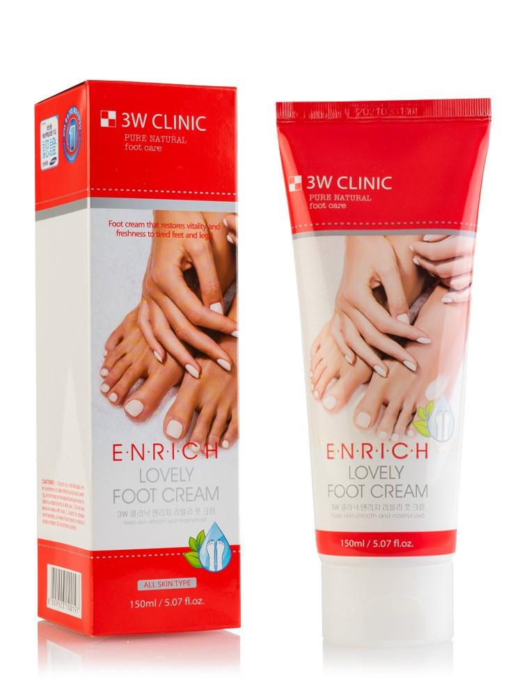 [3W CLINIC] Крем для ног ВОССТАНАВЛИВАЮЩИЙ Enrich Lovely Foot Treatment, 150 мл