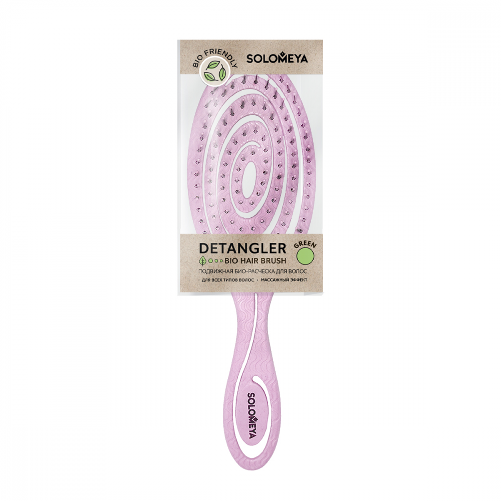 [SOLOMEYA] Расческа био для волос подвижная СВЕТЛО-РОЗОВАЯ Solomeya Detangling Bio Hair Brush Light Pink, 1 шт.