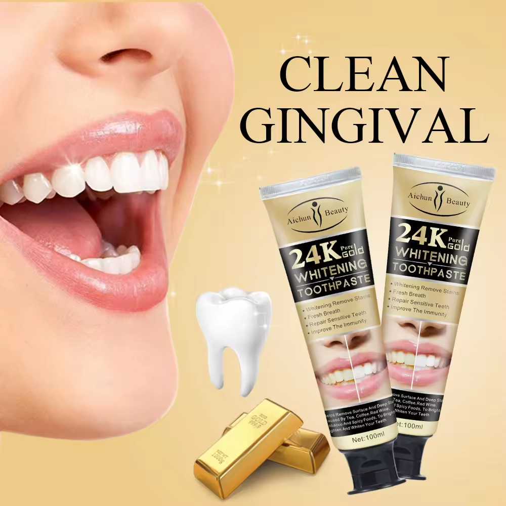 [AICHUN BEAUTY] Зубная паста отбеливающая БИОЗОЛОТО 24K Pure Gold Whitening Toothpaste, 100 мл