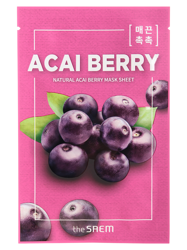 [THE SAEM] Маска для лица тканевая ЭКСТРАКТ ЯГОД АСАИ Natural Acai Berry Mask Sheet, 21 мл