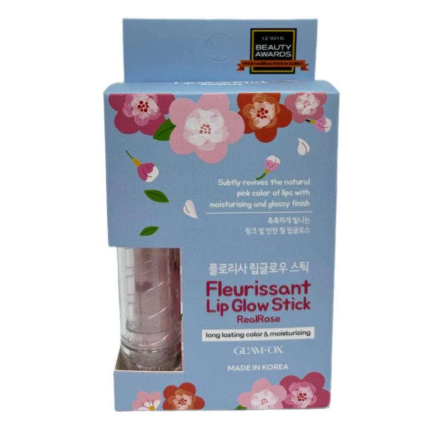 [GLAMFOX] Бальзам-тинт для губ УВЛАЖНЯЮЩИЙ с тающей текстурой Fleurissant Lip Glow Stick Real Rose GL 04, 3,3