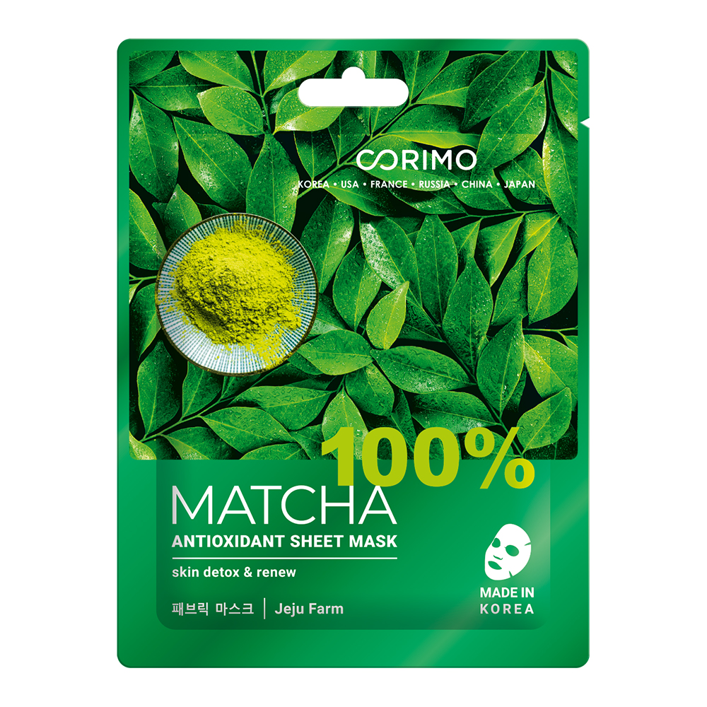 [CORIMO] Маска для лица тканевая МАТЧА антиоксидантная 100% Matcha, 22 г