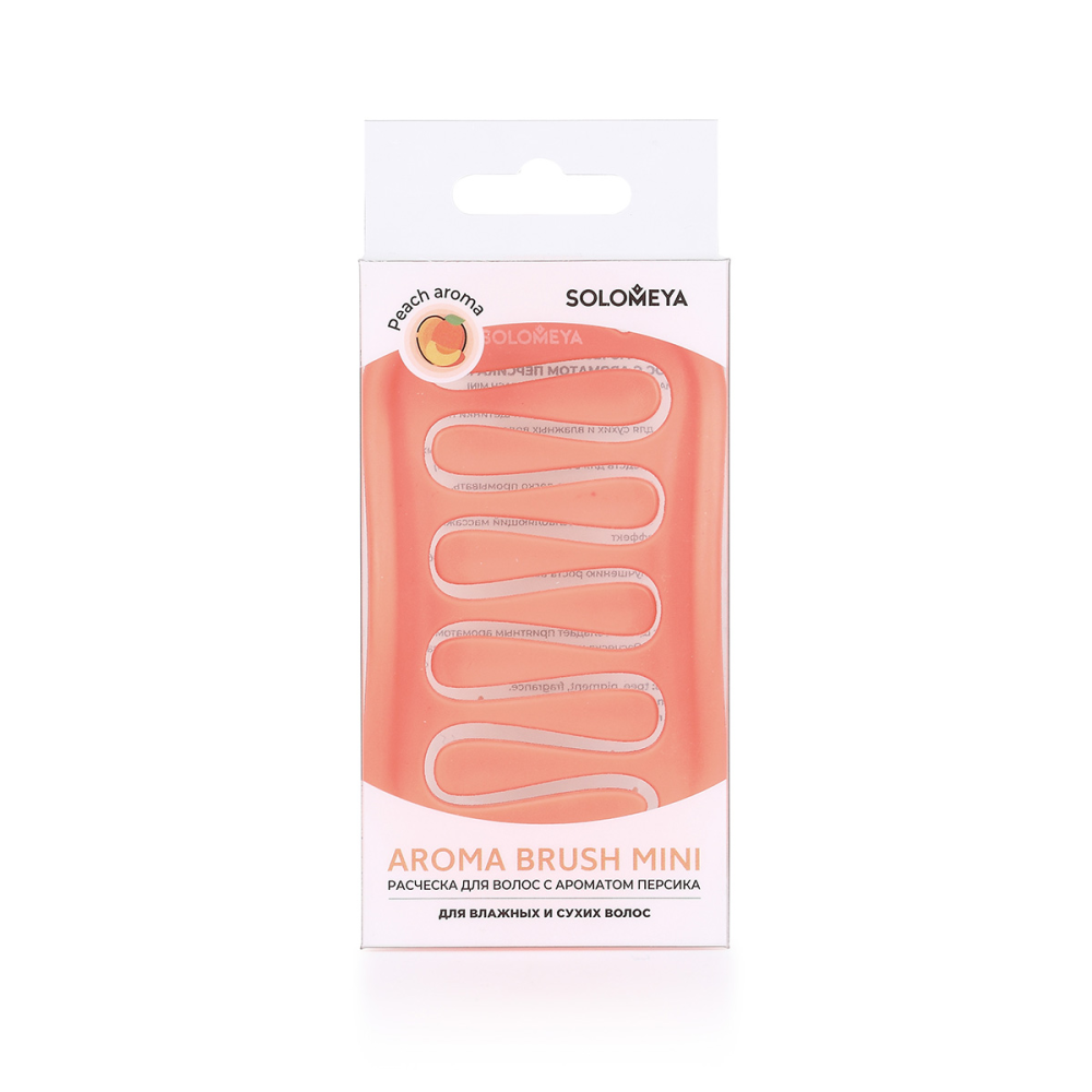 [SOLOMEYA] Расческа для сухих и влажных волос АРОМАТ ПЕРСИКА МИНИ Aroma Brush For Wet&Dry Hair Peach Mini, 1 шт