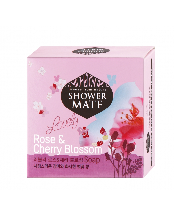 [SHOWER MATE] Мыло для лица и тела РОЗА И ВИШНЕВЫЙ ЦВЕТ Romantic Rose & Cherry Blossom Soap, 100 гр