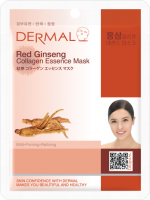 [DERMAL] Маска для лица тканевая КОЛЛАГЕН и ЖЕНЬШЕНЬ антивозрастная Red Ginseng Collagen Essence Mask Wrinkle-care, 23 мл