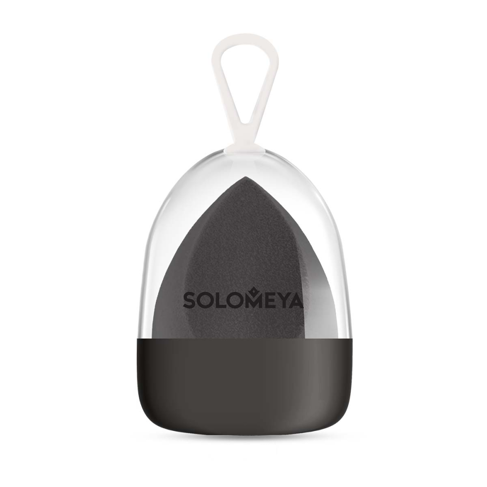 [SOLOMEYA] Спонж для макияжа СО СРЕЗОМ косметический ЧЕРНЫЙ Flat End Blending Sponge Black, 1 шт