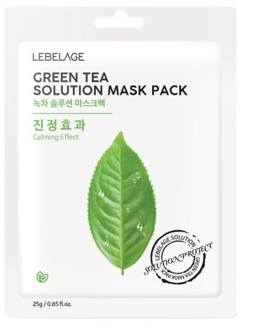 [LEBELAGE] Маска для лица тканевая ЭКСТРАКТ ЗЕЛЕНОГО ЧАЯ Green Tea Solution Mask Pack, 25 гр